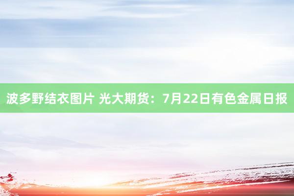 波多野结衣图片 光大期货：7月22日有色金属日报