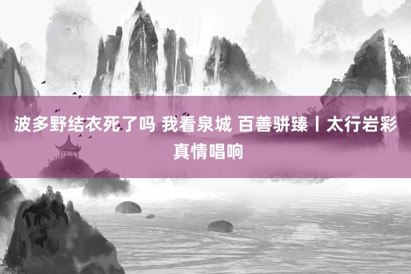 波多野结衣死了吗 我看泉城 百善骈臻丨太行岩彩 真情唱响