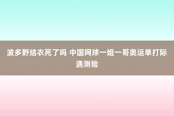 波多野结衣死了吗 中国网球一姐一哥奥运单打际遇测验