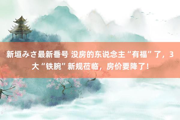 新垣みさ最新番号 没房的东说念主“有福”了，3大“铁腕”新规莅临，房价要降了！