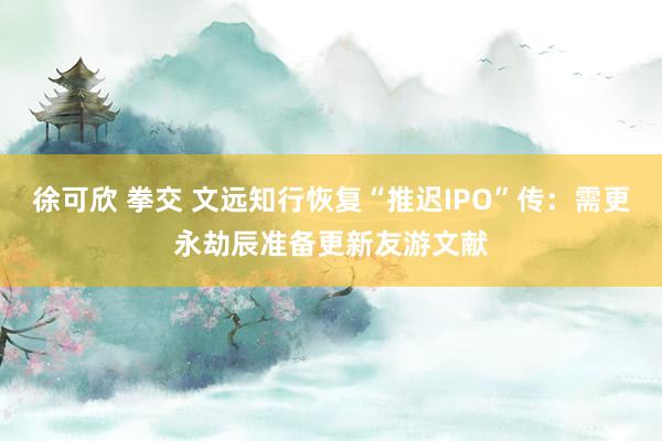 徐可欣 拳交 文远知行恢复“推迟IPO”传：需更永劫辰准备更新友游文献